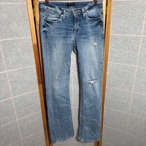 Silver Jeans‎ Co. Womens 28 W / 33 L Tuesday Slim Boot Light Wash Mid Rise